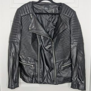Asos Curve Genuine Quilted Leather Biker Jacket 20